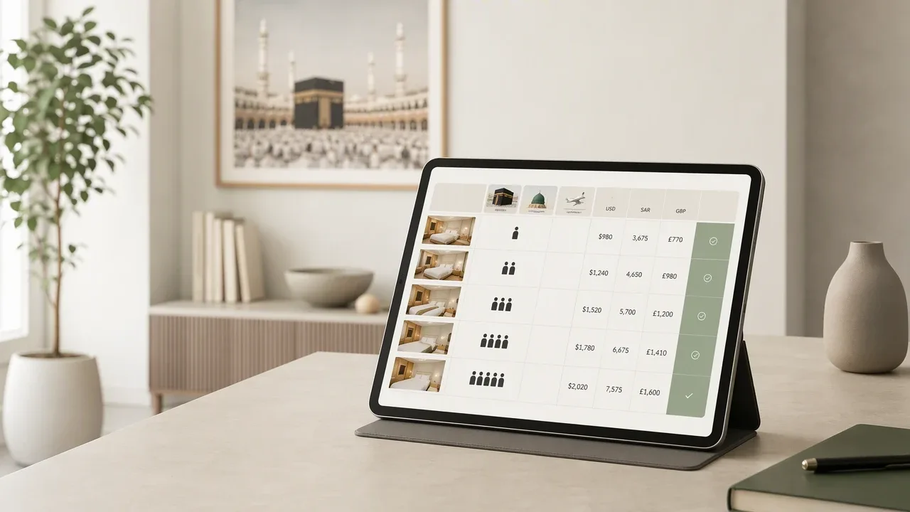 Umre Tur Fiyatları Web Sitesinde Nasıl Gösterilmeli? Kombinasyon ve Oda Seçenekleri Rehberi